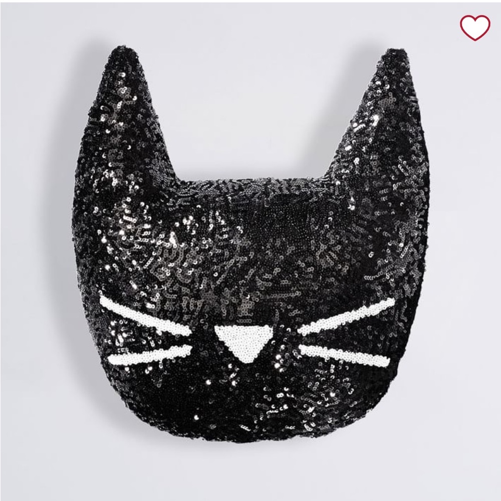 Sequin cat throw pillow